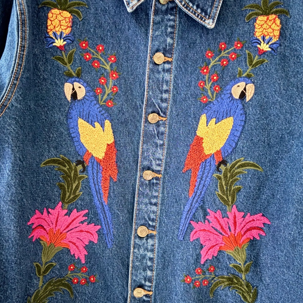 FARM Rio - Embroidered Denim Jacket with Tropical Design - Picture 8 of 8